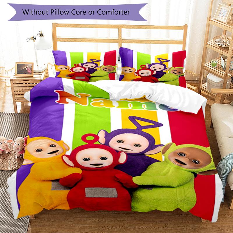 3-teiliges personalisiertes Teletubbies Bettwäsche-Set Bettbezug mit Verschluss Enthält 1 Bettbezug & 2 Kissenbezüge, Weich und bequem für alle Jahreszeiten.