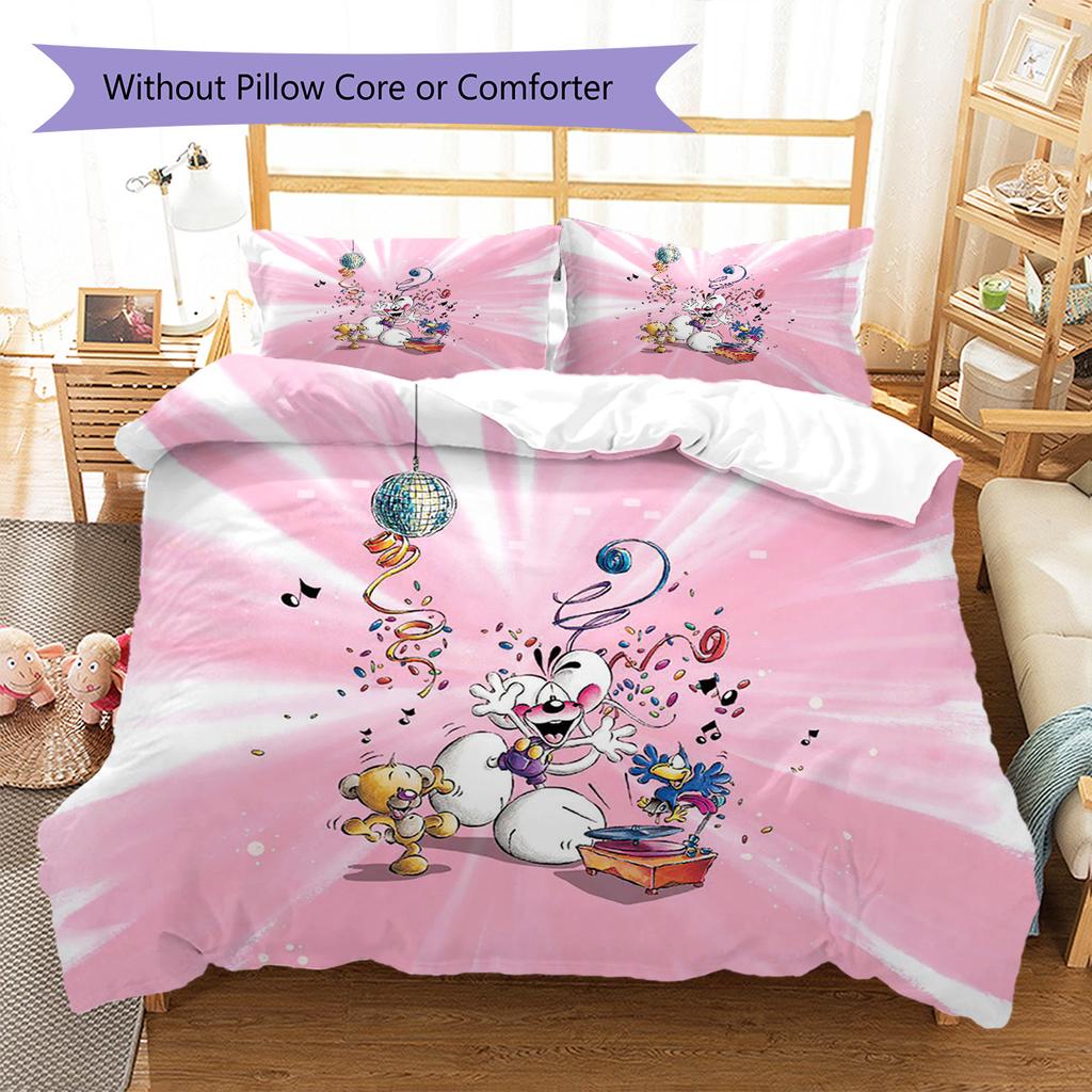 Diddl Pattern Bedding,Quilt Set Quilt Cover Pillowcase Home Birthday Gift (1 * Duvet Cover + 2 * Pillowcase, Without Core)