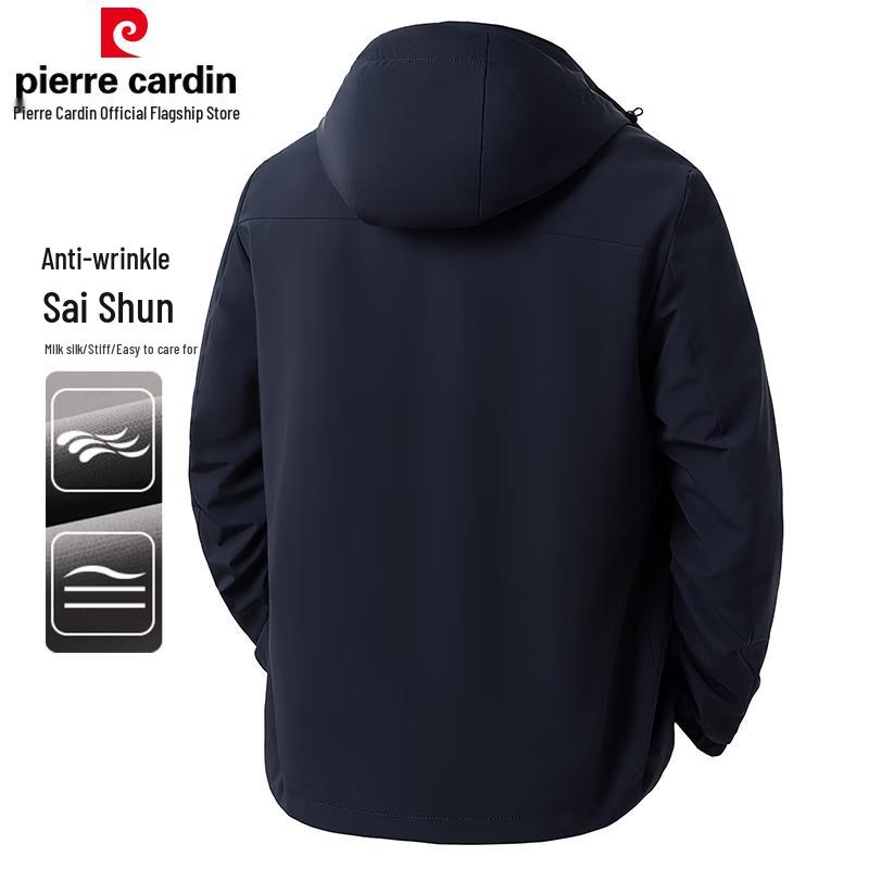 Pierre Cardin Men's Milk Silk Anti-Wrinkle Detachable Hood Jacket