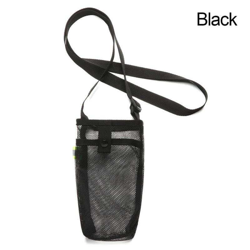 Water Bottle Cover Bag Pouch with Adjustable Straps Mesh Water Pouch Holder Shoulder Strap Black Bottle Carrier Insulat Bag