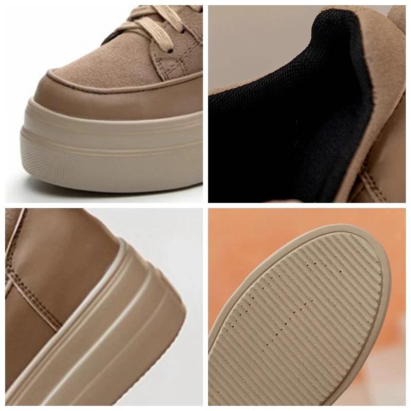 Mode 8 cm Echtes Leder Kuh Wildleder Plattform Keil Frauen Mode Chunky Turnschuhe Frühling Herbst Casual Frauen Versteckte Heels Schuhe