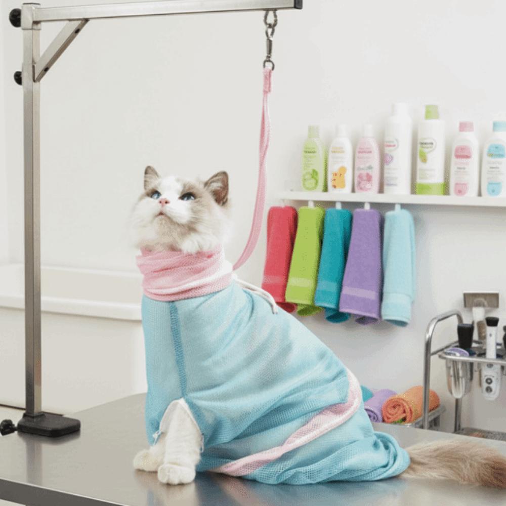 Breathable Mesh Cat Washing Bag Anti Bite Mesh Bath Bag Pet Washing Bag  For Pet Cat