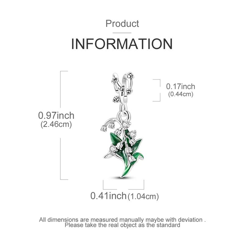 Authentic Charm Bead Charms copper Green Lily of The Valley Bead Charms Compatible With Plata Bracelets for Women Jewellery Making Diy Gifts