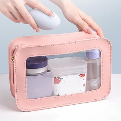 Transparent Cosmetic Bag Zipper Closure Large Portable Capacity Firm Stitching Waterproof Travel Business Trip