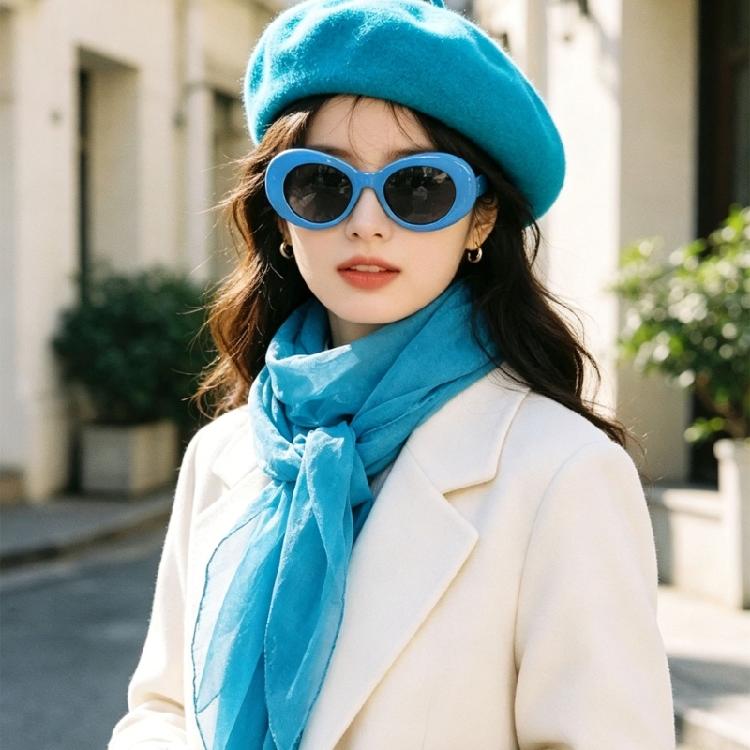 Coordinated Costume Accessory Set, 4 Piece Beret Scarf Gloves Sunglasses Kit for Halloween Party Photos, Gifts, and Styling
