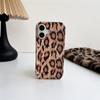 Sexigt läder leopardtryck halvskal för iPhone 16 Pro Max 15 14 Plus 13 12 Pro 11 fallskyddsskydd