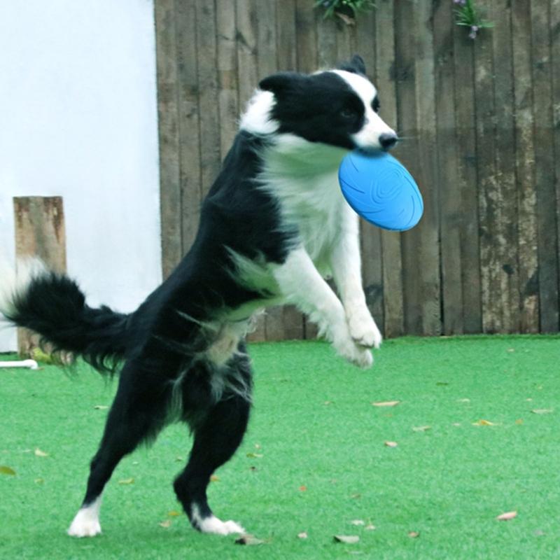 NonSlip Dog Flying Disc Chew Durable Outdoor Toy Rubber Soft Training Exercise For Active Pet