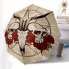 "Skull & Roses Pentagram Sticker, Gothic Tattoo Design Decal" Umbrella, Cute Umbrella with Cute Design, Portable 3-Fold Compact Umbrella for Men & Wom