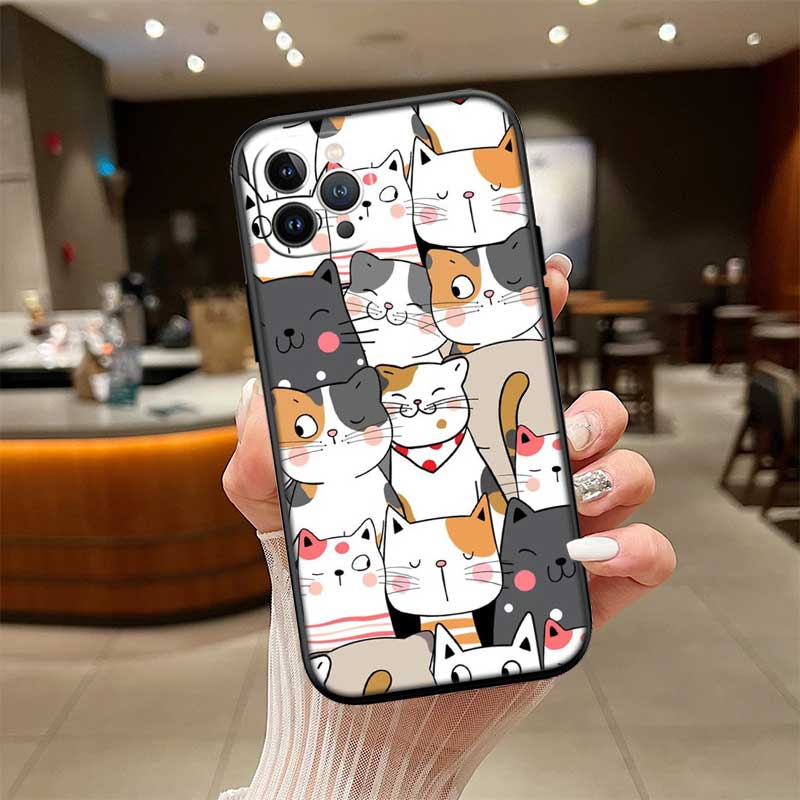 

RE18 Cat Cartoon Phone Case for Samsung Galaxy S20 S21 S22 Ultra FE + Plus A21S A22 A24 A25 A26 A30 A30S A31 Galaxy A25 5G