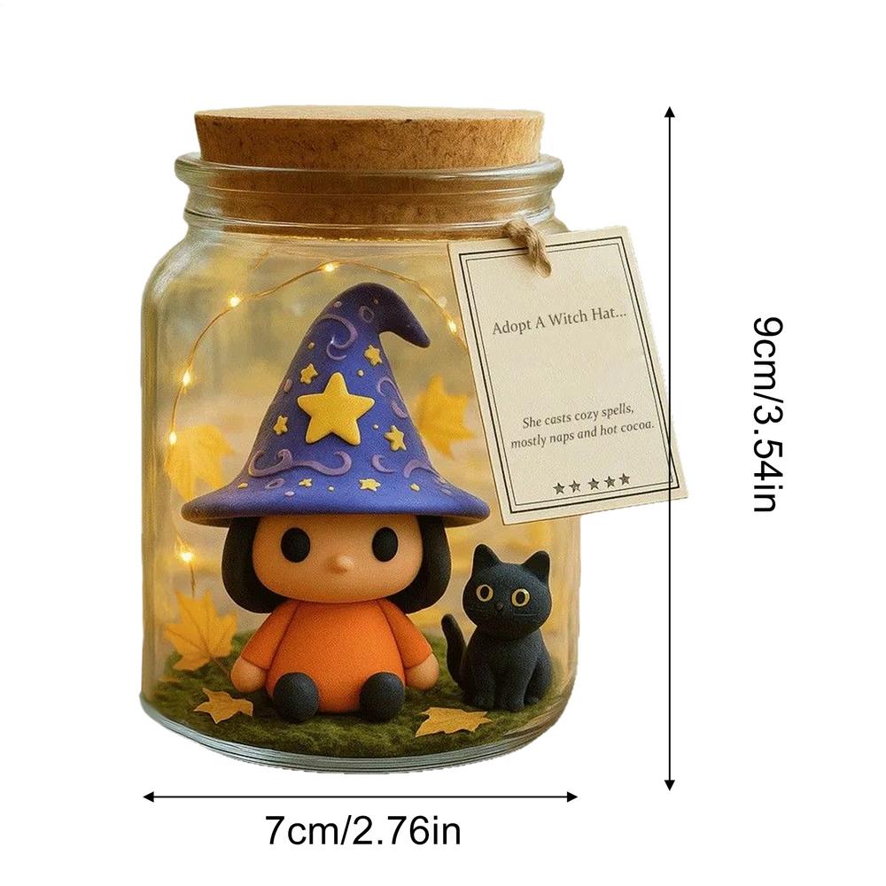 

Witch Figurine in A Jar Decoration 2025 Halloween Figurine Decoration with Cork Lid Halloween Party Table Centerpiece Prop