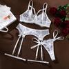 Hot-Selling Mesh Lace Patchwork Lingerie Set: Sexy See-Through Push-Up Four-Piece for Women