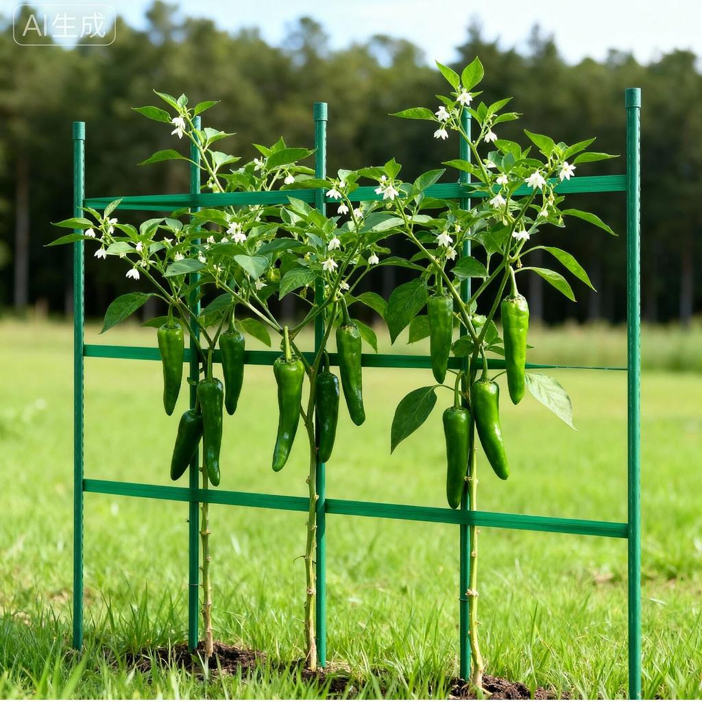 Garden Stakes, 50 Pack, 1170 Mm, Plastic Coated Metal Tomato Stakes, Garden Sticks for Plants Support, with Pointed End and Non-Slip Bumps for Growing