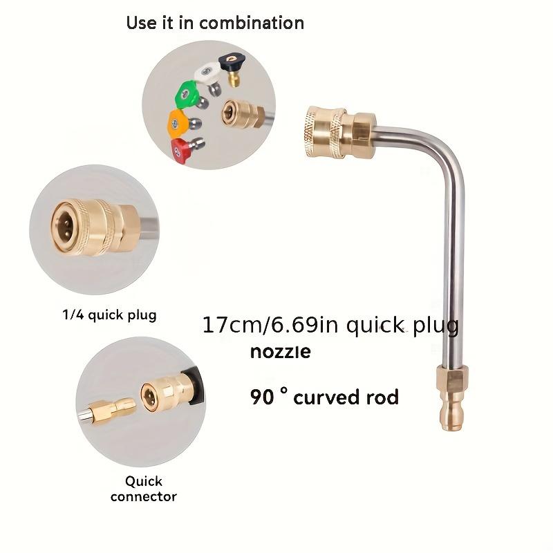 High Pressure Car Wash Water Gun Elbow, Stainless Steel U-Bend Rod with Quick Connect 1/4" Right Angle Extension