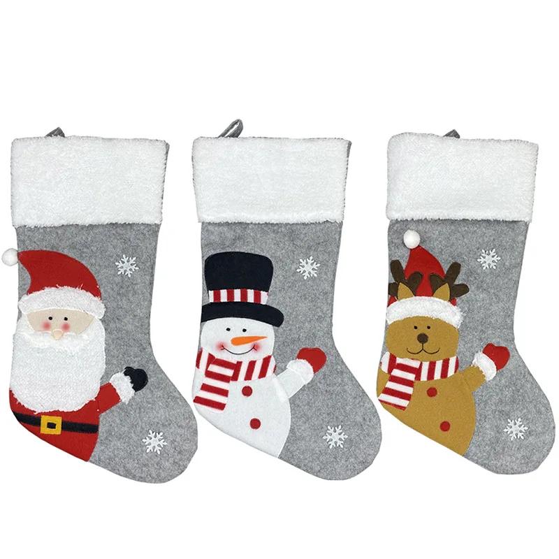 1Pcs Christmas Stockings Socks New Year Santa Claus Candy Gift Bag Christmas Tree Decor Festival Party Supplies