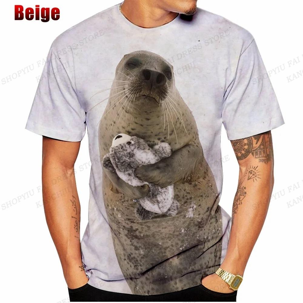 

Чоловіча футболка Тварина Тюлень 3D Друк Футболка Чоловіки Жінки Модна футболка Дитячі Топи Футболки Топи Ведмідь Аніме Мультфільм Футболка Діти S