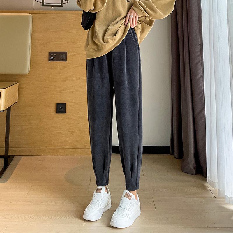 Women's Plus Size High Waist Harem Joggers - Spring/Autumn Slimming Cuffed Fleece Pants