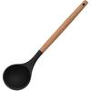1pcs Black Silicone Balloon Whisk,Heat Resistant Non Scratch Coated Kitchen Whisk with Wooden Handle for Blending Whisking Beating Stirring Cooking