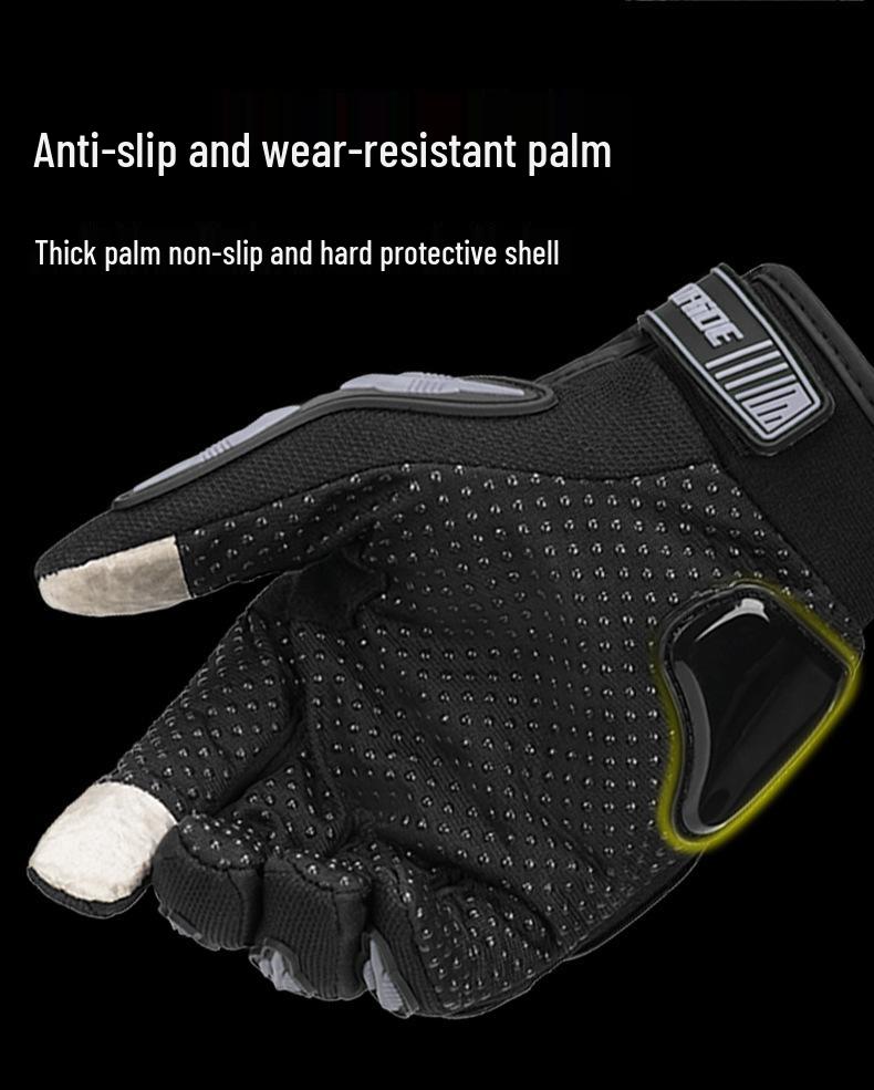 Herren Ganzfinger Motorrad-Rennsport-Handschuhe - Schützend, Verschleißfest, Atmungsaktiv, Sturzsicher, Outdoor-Fahrhandschuhe