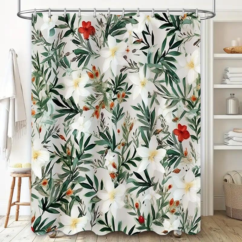 Vintage Floral Printed Bath Shower Curtain Waterproof Bathroom Decoration Decor Home Textile Fabric Wall Hanging Waterproof Tile