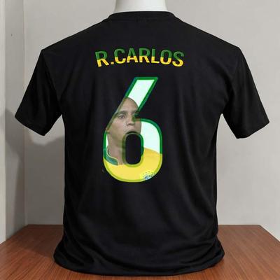 Roberto Carlos Brazil Player Worldcup Cartoon Shirt Graphic Number Black Color