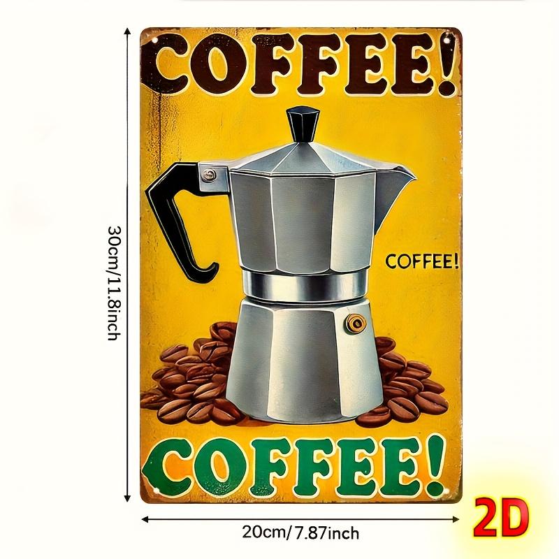Vintage Metal Wall Sign Coffee Decor Moka Pot Art Waterproof Rustic Plaque