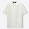 Knitted Crochet Short Sleeve Shirts for Men Casual Button Down Hollow Out Collared Shirt Tops Men's Summer Vacation Vintage Knit Golf Beach Shirts Top