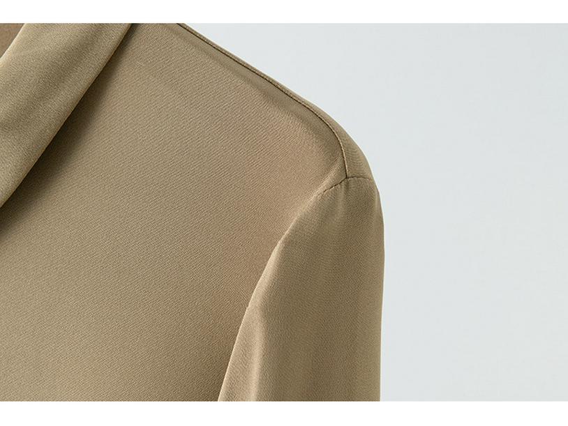 2025 Spring Women's Long Sleeve Silk Blouse - Luxurious Mulberry Solid Color Shirt