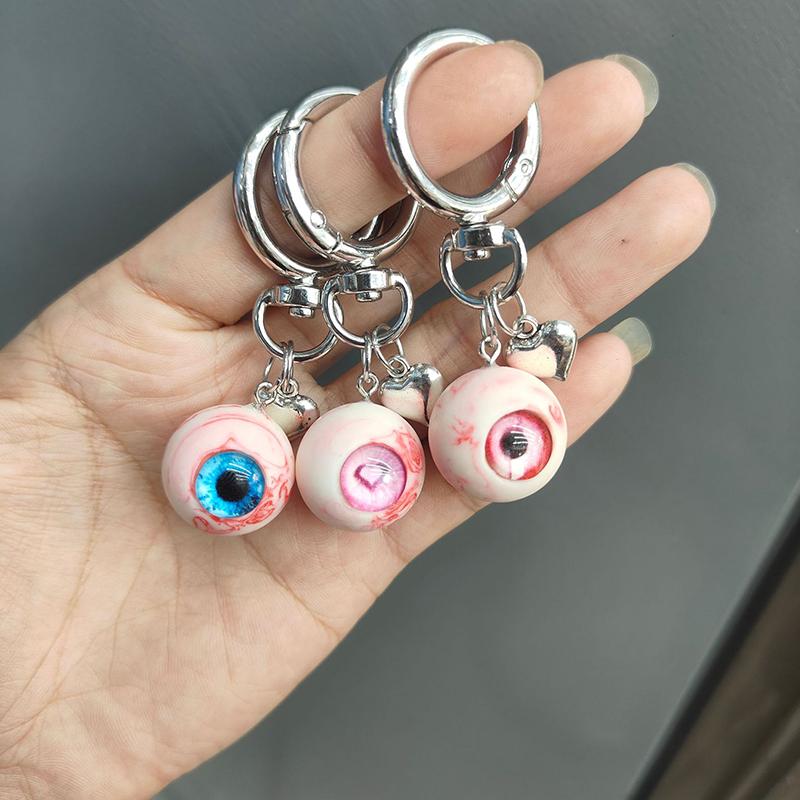 Gothic Demon Heart Eye Pendant Necklaces Resin Couple Keychain Pendant Halloween Backpack Decor Charms Jewelry Gifts