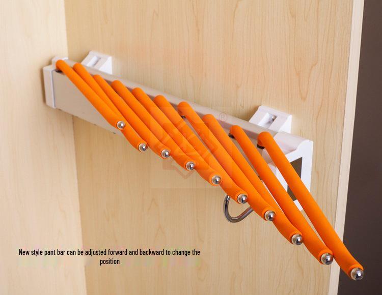Side-Mounted Pull-Out Telescopic Trouser Rack with 10 Rods for Walk-In Closets