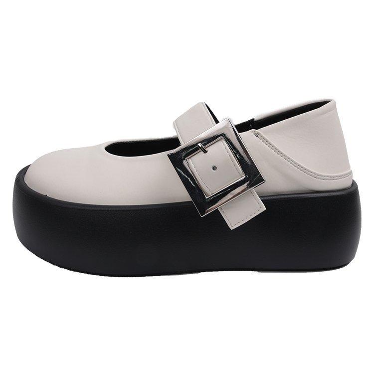 

Неглубокие одинарные туфли модные и удобные женские летние туфли на толстой подошве с кексами женские туфли Мэри Джейн 40 слоновая кость