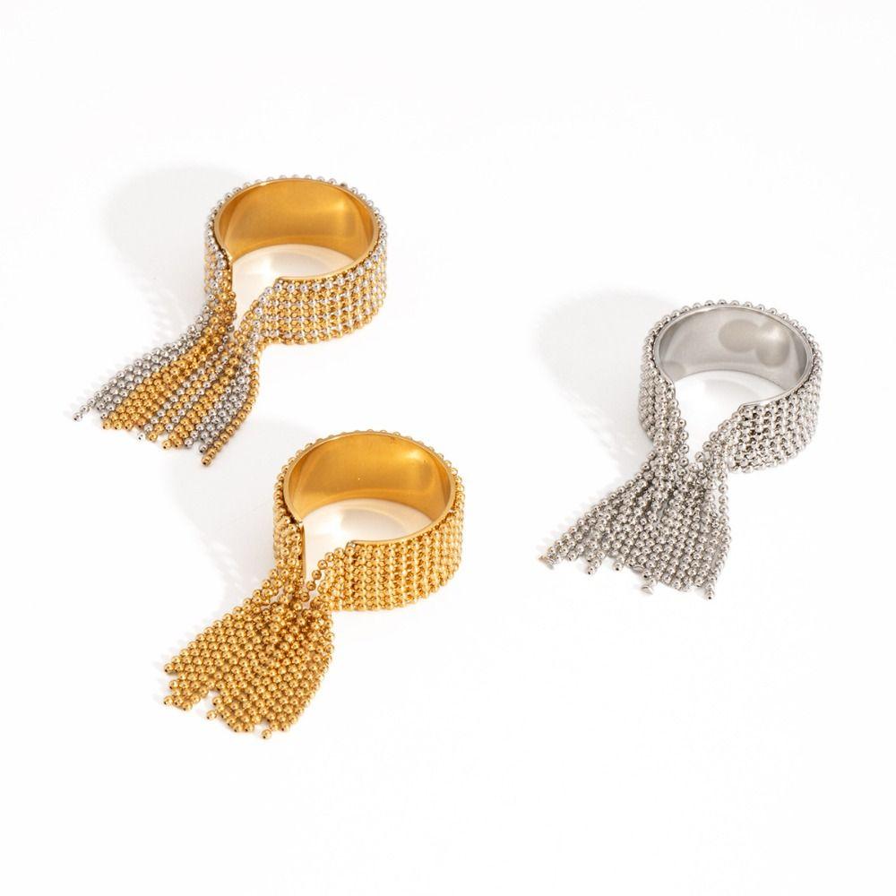 Řetízkový třásňový přívěsek Otevřené kroužky Zlatý Stříbrný Nastavitelný řetízkový prsten Stylový prsten na prst Dárek