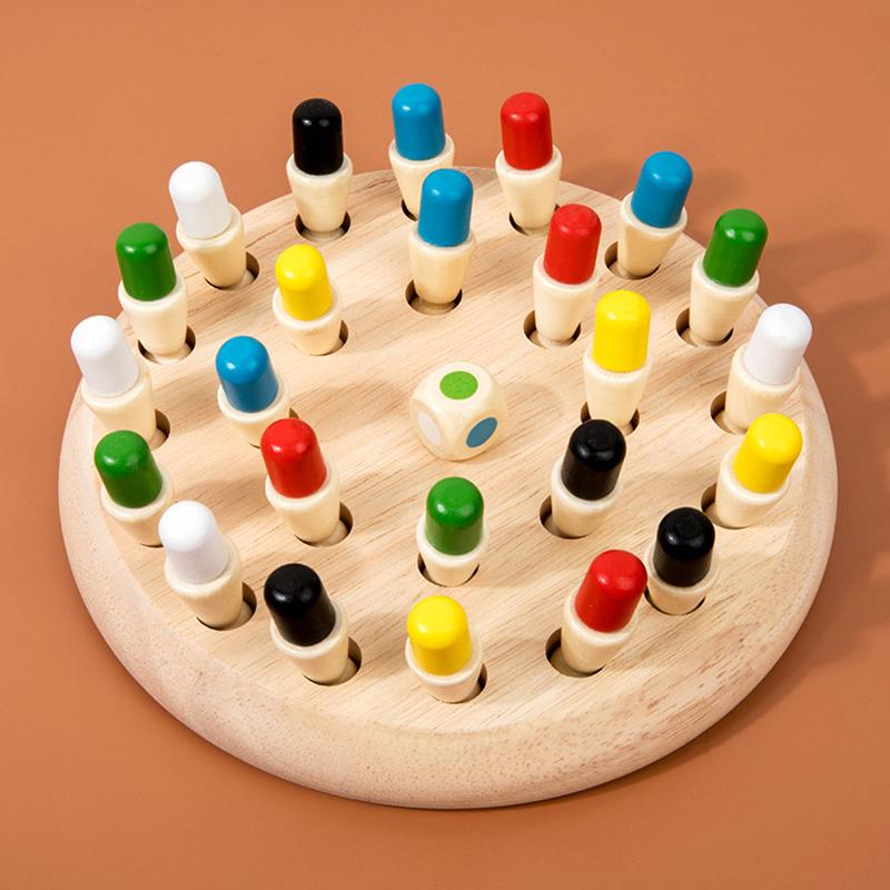 Træ Hukommelsesspil Matchpinde Skak Farvespil Brætspil Puslespil Montessori Pædagogisk Legetøj Kognitiv Evne Læringslegetøj Til Børn