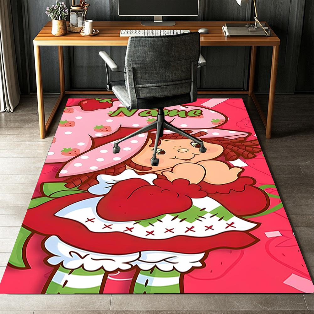 Custom Name Strawberry Shortcake Printed Carpet,Rug for Office Chair Living Room Bedroom Kitchen Room Decor Gifts.
