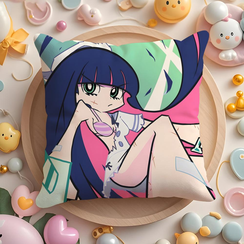 Anime P-panty and stocking Cushion Cover Home & Car Multi-Scene Pillow Cover - Reversible, Soft & Durable for Daily Use