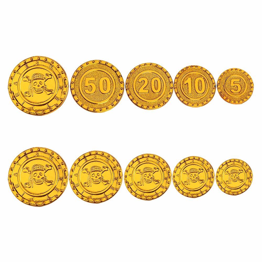 100pcs Pirate Coins Simulation Child Toy Decoration Coin Chip for Party Gold Coins