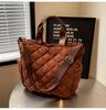 Cloth Bag Women's Large-capacity Autumn and Winter Rhombus Shoulder Messenger Bag, High-end Commuter Tote Bag