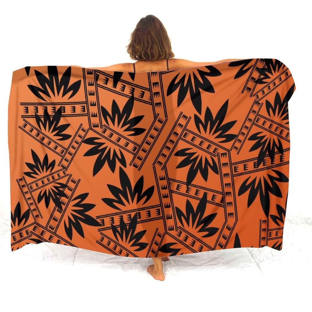 Polynesischer Damen-Sarong Hawaiianisches Strandparty-Schal Winddicht Sonnenschutz Einteiler Samoa Blumendruck