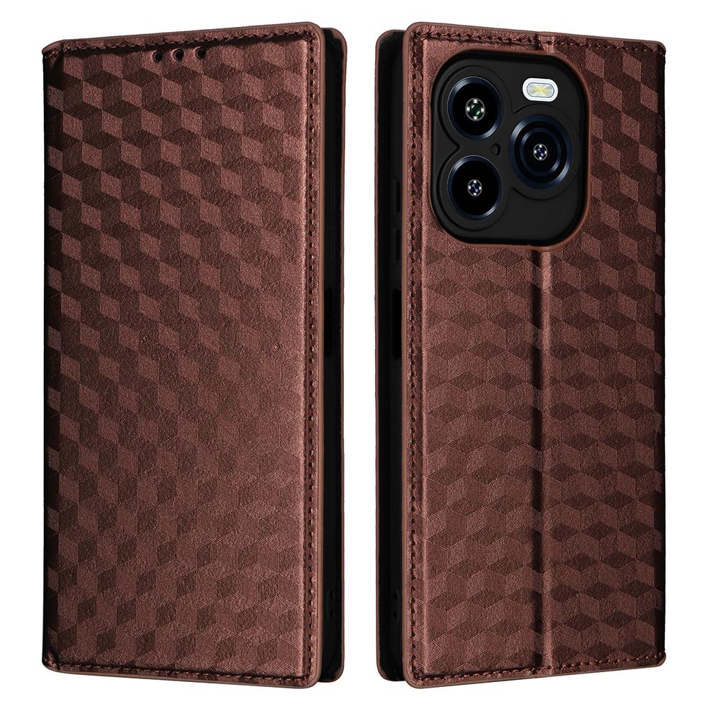 

Для Oukitel C65/C65 Pro Чехол-кошелек из кожи с ромбовидным тиснением, чехол для телефона Brown