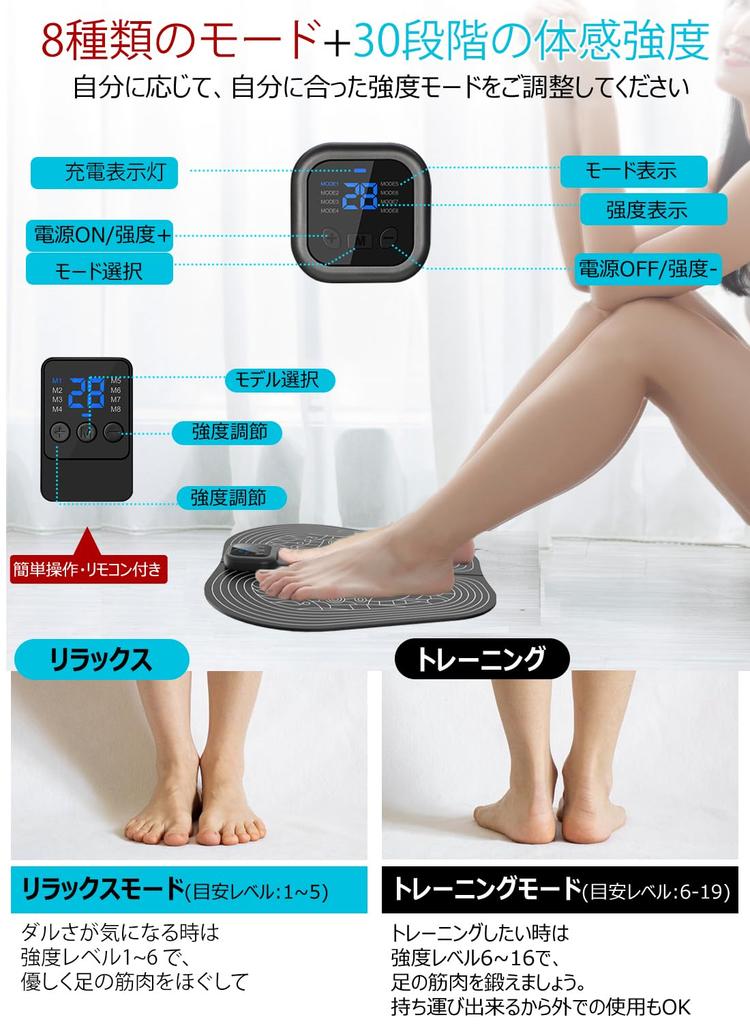 Für EMS Fußmatte mit 8 30 Intensität für Fußsohlen und USB Fernbedienung Faltbar für Einfach Großartiges Geschenk zum Tag der Altenpflege oder Anleitung