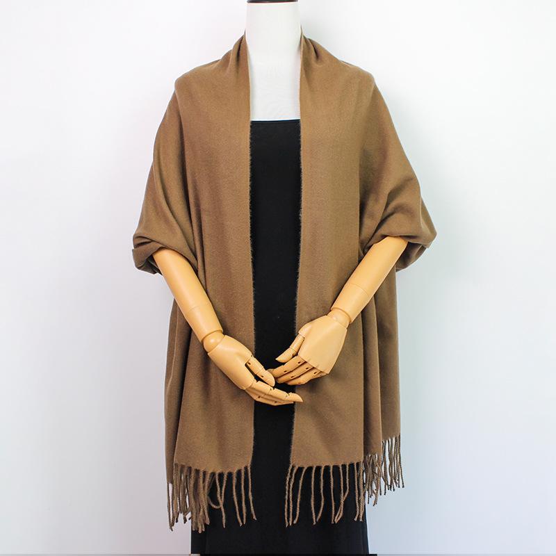 European-American Thickened Warm Winter Scarf: Long, Wide, Imitation Cashmere Shawl In Solid Colors