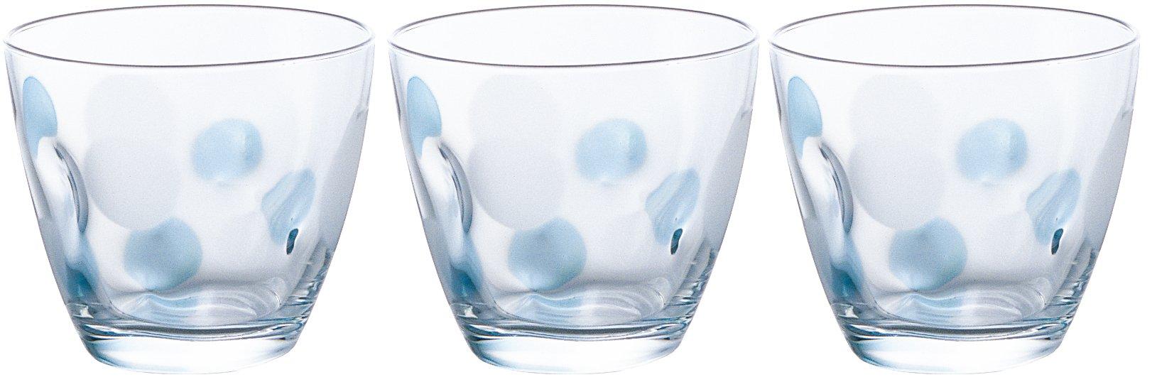 

ADERIA Glass Cup Free Cup Polka Dot Glass 240ml Blue of Made in Japan 9301 [Set 3] синий