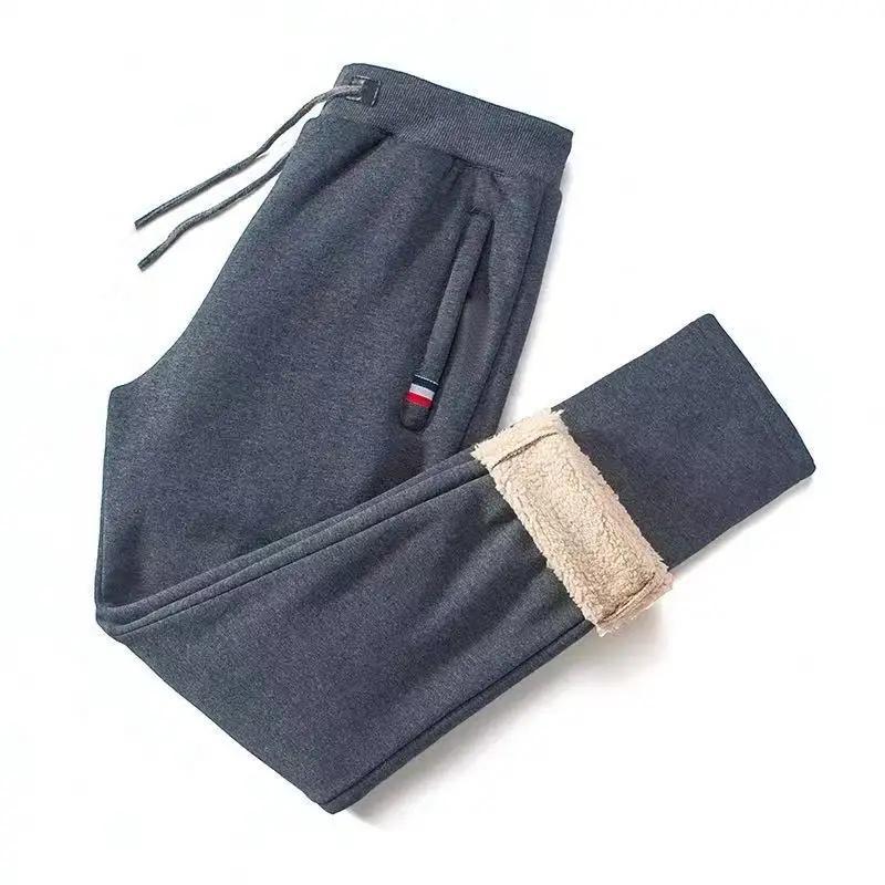 Winter Lambswool Warm Casual Pants Men's Fitness Jogging Sweatpants Male Bottoms Fleece Straight Trousers M-5XL