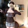 Retro Fair Isle Jacquard Knit Vest & Cardigan Set - Slim Fit, Long Sleeve for Autumn/Winter