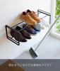 Yamazaki Tower Wall Shoe Rack, 2-Tier, Black, Compatible with Drywall Walls, Approx. 67.3cm W X 25cm D X 21.3cm H, Floating Shoe Storage, Easy