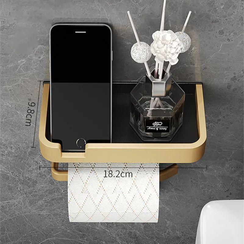 Space Aluminum Bathroom Paper Holder Roll Holder Phone Black&Gold SHhelf Mobile Phone Towel Rack Toilet Paper Holder Tissue Box