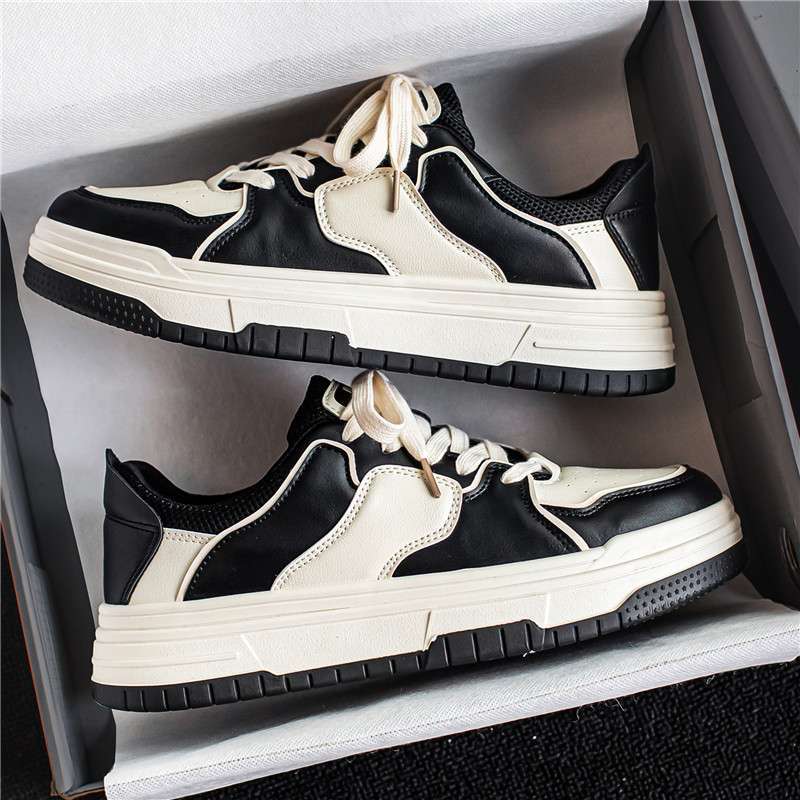 Men's shoes summer versatile trend casual niche black and white board shoes men's youth sports thick sole heightening small white tide shoes