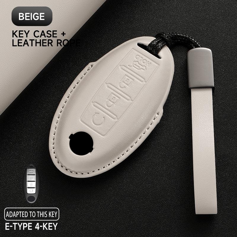 Schlüsseletui aus echtem Leder für Nissan Qashqai 2022 J12, Ariya, Altima, Teana, Juke, X-Trail (Schutzset)