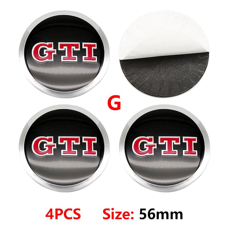 Pour VW VOLKSWAGEN Nouveau 4pcs 56mm Emblème de Roue de Voiture Autocollant Central 60mm Cache-Moyeux de Roue Accessoire Pour VW golf Passat R Rline GTI