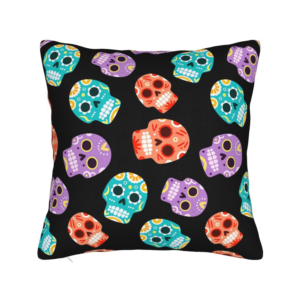 Black Grey Skull Face Día De Los Muertos Pillowcases Novelty Pillow Case For Sofa Home Decor Soft Pillow Cover