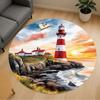 1pc Lighthouse Sunset Round Chair Mat Office Area Rug - Non-Slip, Floor Mat for Office, Bedroom, Ideal Home Decor Gift P0105114